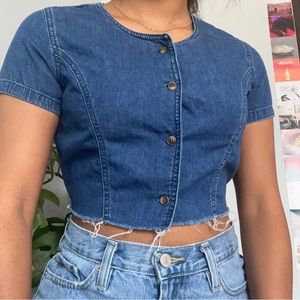 Urban Outfitters denim button up crop top